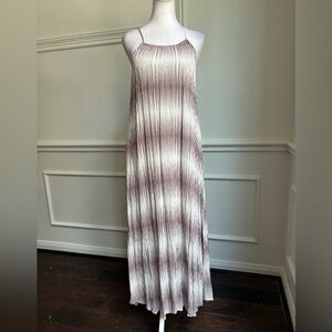 A New Day Crepe Pleated Maxi Dress in Mauve and Cream, Size M